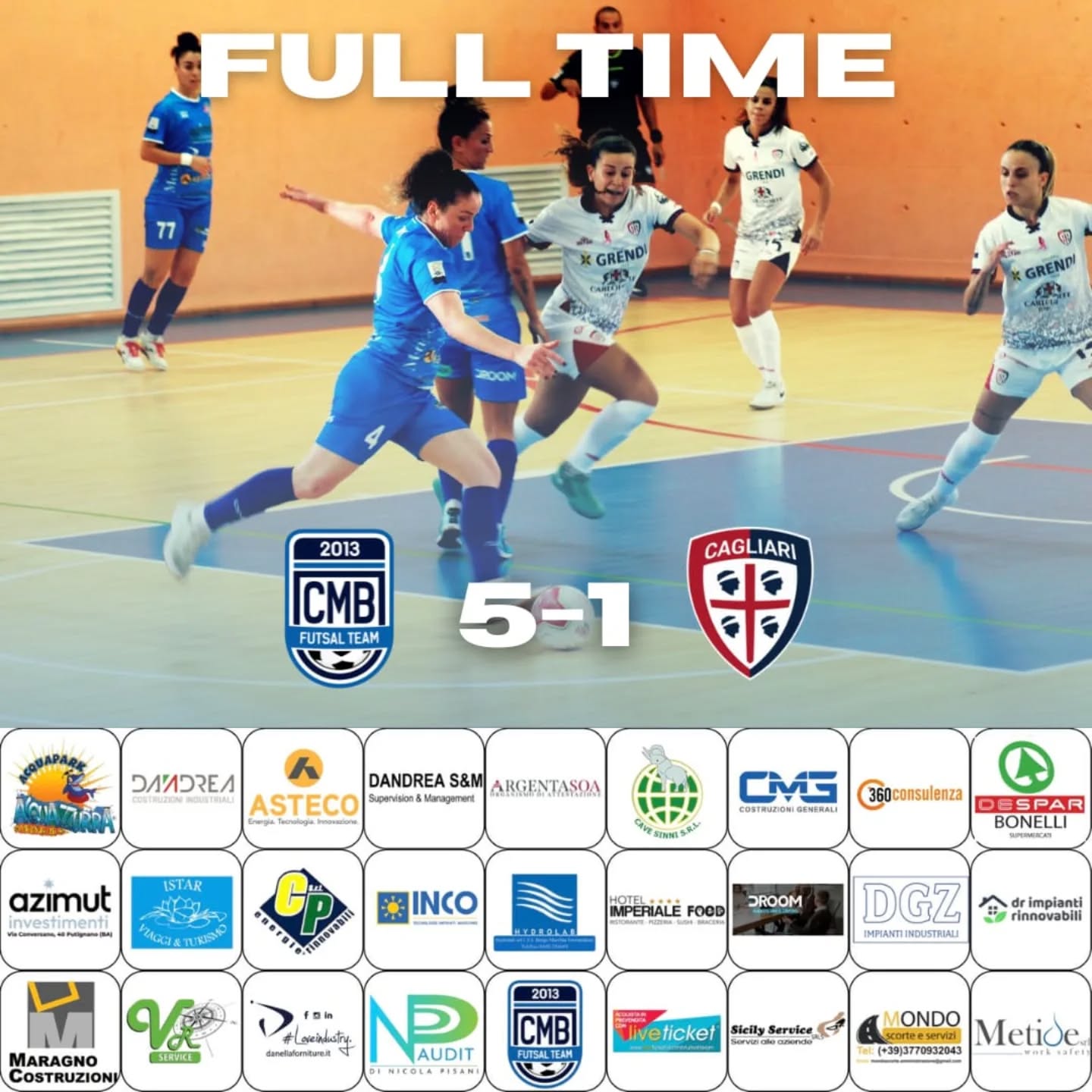 Al momento stai visualizzando 1 giornata di campionato – Fulltime – 5 a 1 vs Cagliari